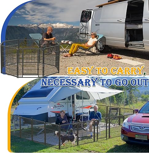 Miniatura 7 de Corralito para perros al aire libre, portátil, 16 paneles de 40 pulgadas de altura, valla para perros con acabado de pintura antioxidante para