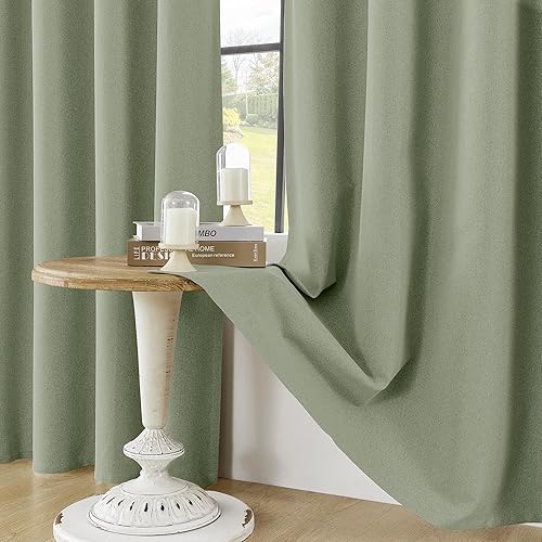 Miniatura 57 de ChrisDowa Cortinas 100% opacas de abedul liso de 96 pulgadas de largo, 2 paneles para dormitorio, sala de estar, oscurecimiento de la habitación de