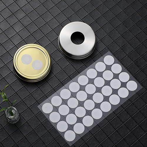 Miniatura 7 de Pegatinas de papel de filtro sintético de 0.787 in, 0,3 m, disco de filtro de hongos, aplicado debajo de la tapa del frasco de boca ancha para el