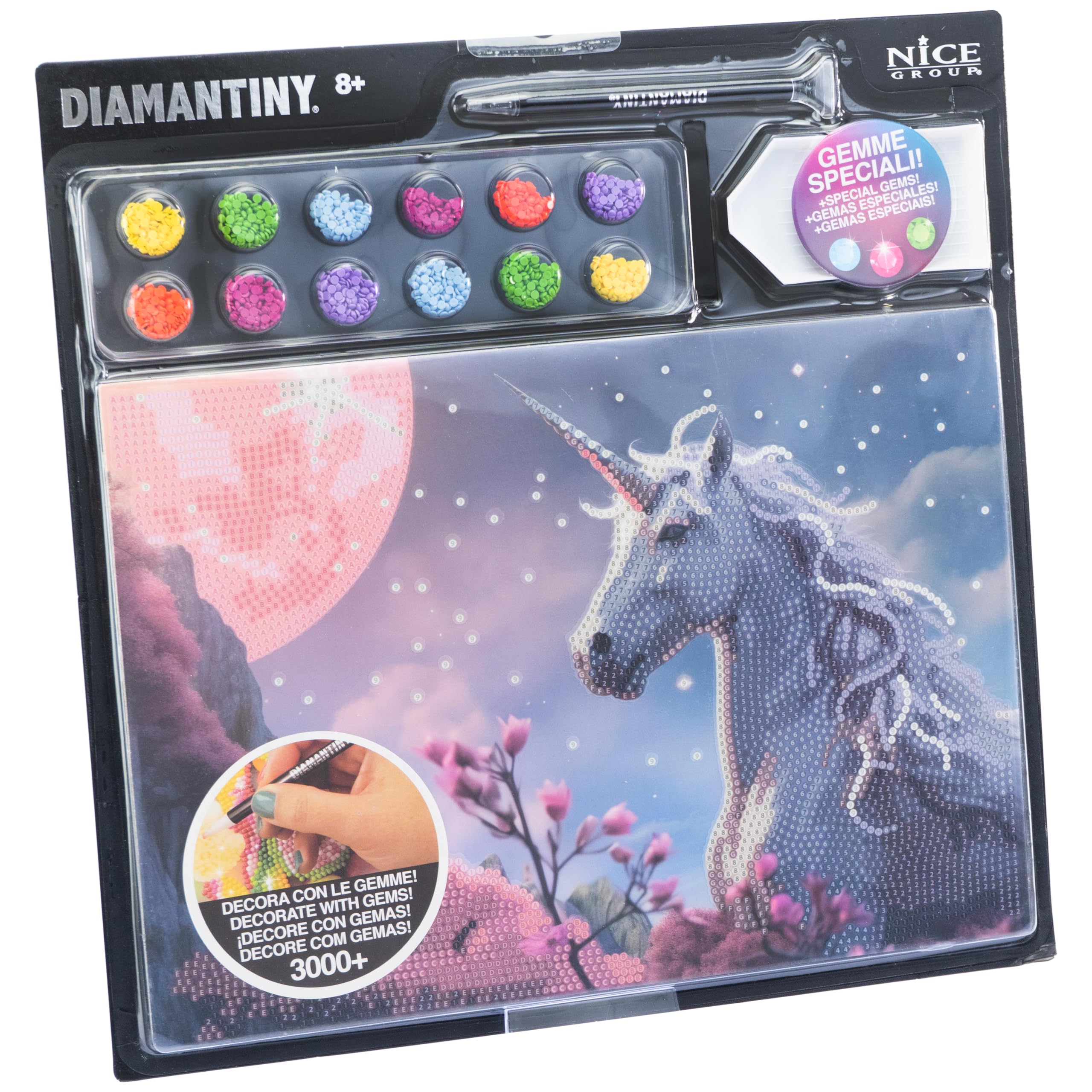 DIAMANTINY - 96413 Fantasy Pink Unicorn, Paint by Numbers, Colour, 21 x 29.7 x 0.2 cm, 96413