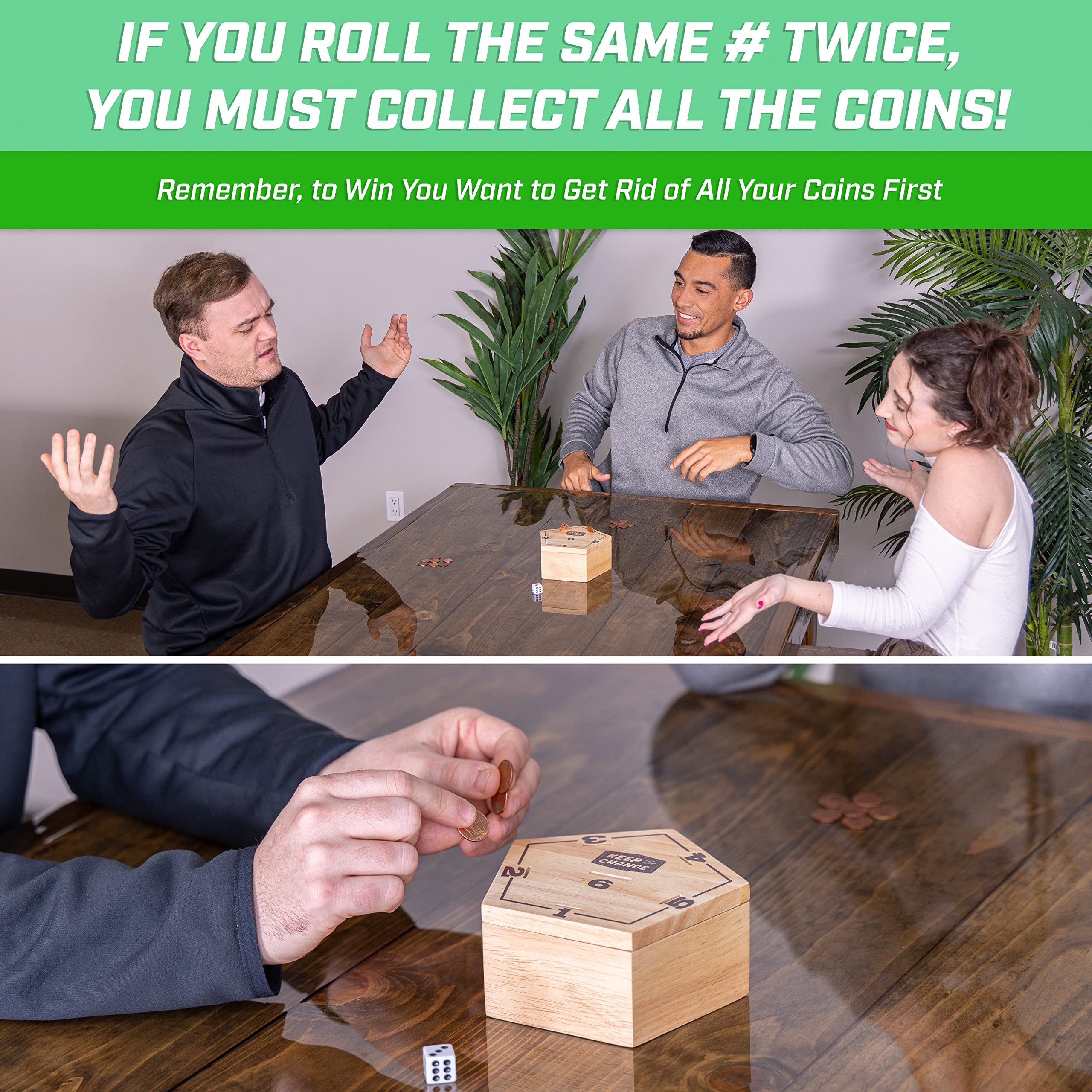 GoSports Keep the Change - Tabletop Coin Drop Dice Game for Kids & Adults, Includes 2 Dice and Game Rules - Image 5