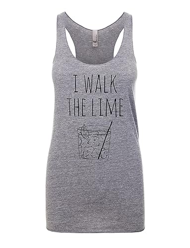 I Walk The Lime, Women's Graphic Racerback Tank Top by Moonlight Makers, Funny Gift for Her, Shirts with Sayings, Yoga Tee (XL, Heather Gray)
