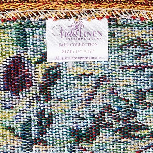 Miniatura 5 de Violet Linen Tapiz decorativo de algodón con diseño de girasoles de otoño de la cosecha de otoño de 13 x 19 pulgadas, calabazas