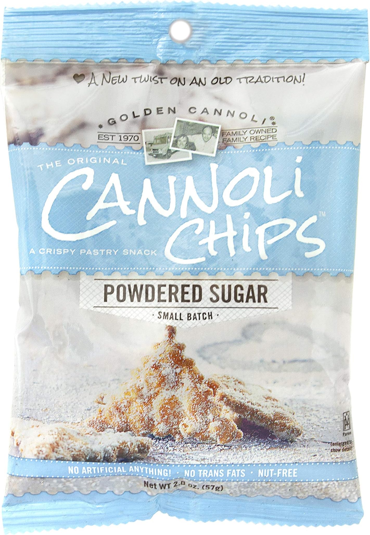 The Original Cannoli Chips, 10ct Single Serving Case (Powdered Sugar)