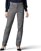 Lee Women's Wrinkle-Free Relaxed Fit Straight Leg Pants - Mid-Rise Stretch Slacks for Comfortable All-Day Wear