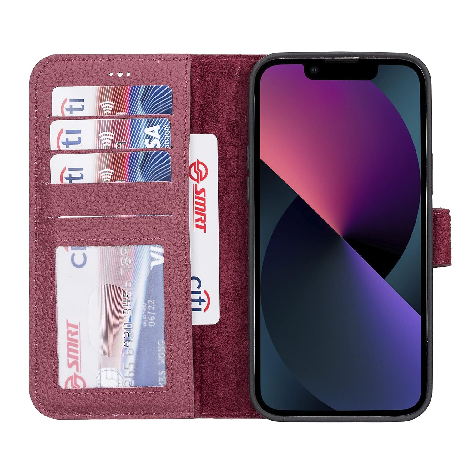 Compatible With iPhone 13 Pro Max Wallet Case, Handmade Genuine Leather, Detachable Magnetic Flip Cover Card Holders, Customizable, Horizontal Kickstand (Burgundy) Compatible With iPhone 13 Pro Max Wallet Case, Handmade Genuine Leather, Detachable Magnetic Flip Cover Card Holders, Customizable, Horizontal Kickstand (Burgundy)