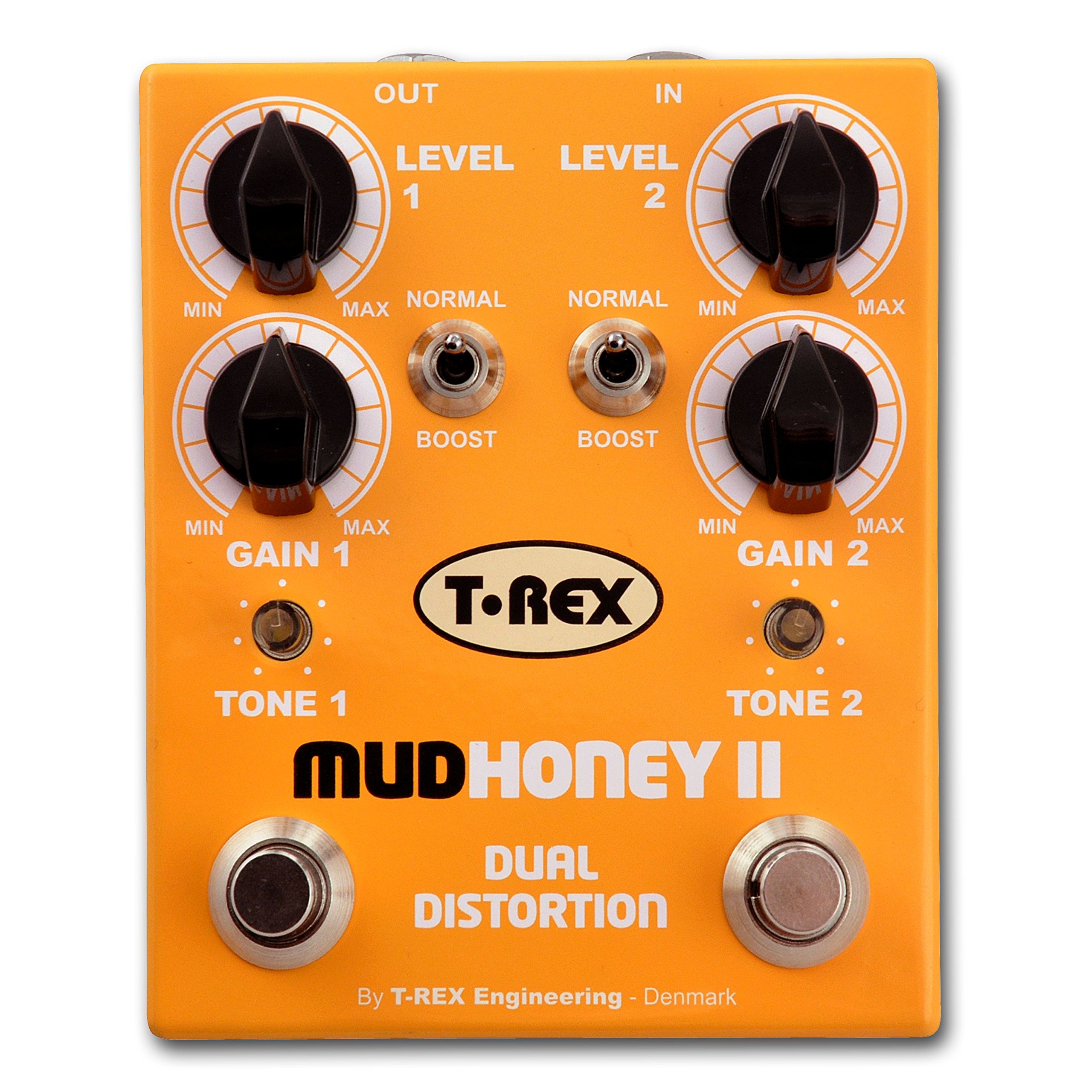 MUDHONEY-II Dual Distortion Guitar Effects Pedal with Two Independent Channels of Vintage Gain Dual Distortion; Individual Boost Function and Tone Controls for Each Channel (10020)