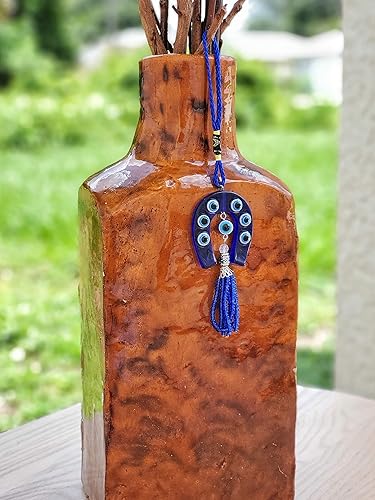 Miniatura 8 de Bravo Team Lucky Blue Horseshoe & Evil Eye - Adorno colgante con borla de cuentas, signo de protección, bendición y fuerza, artículos decorativos