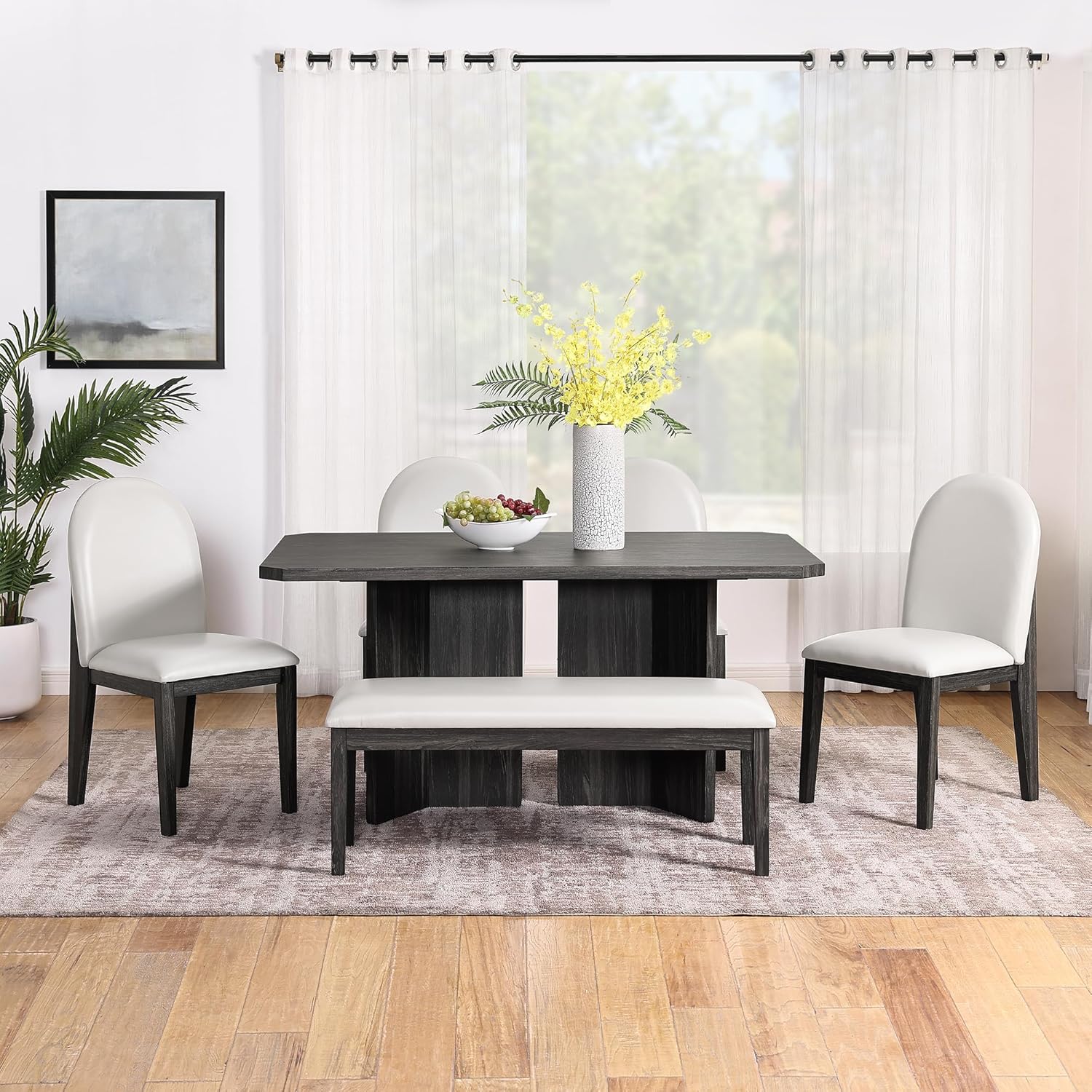 Amazon.com - LUMISOL 6 Piece Dining Table Set, Wooden Kitchen Table Set ...