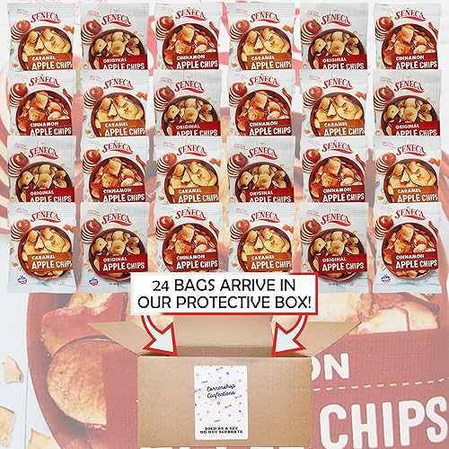 Miniatura 2 de Seneca-Foods Paquete variado de chips de manzana a granel – 24 bolsas de una sola porción – 8 bolsas de 3 sabores diferentes – caramelo, canela,