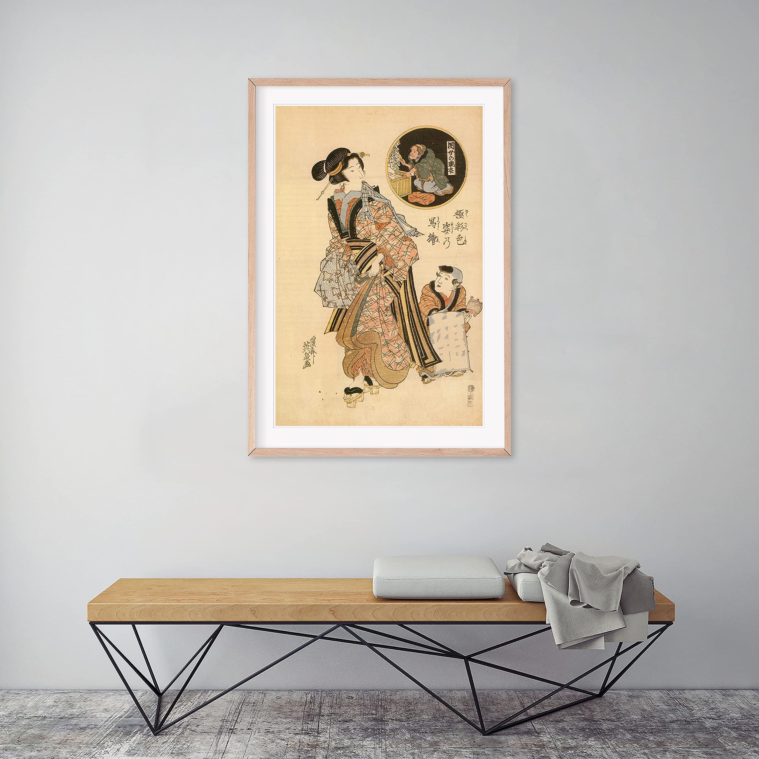 A young courtesan and a little boy 1830s Japanese Print