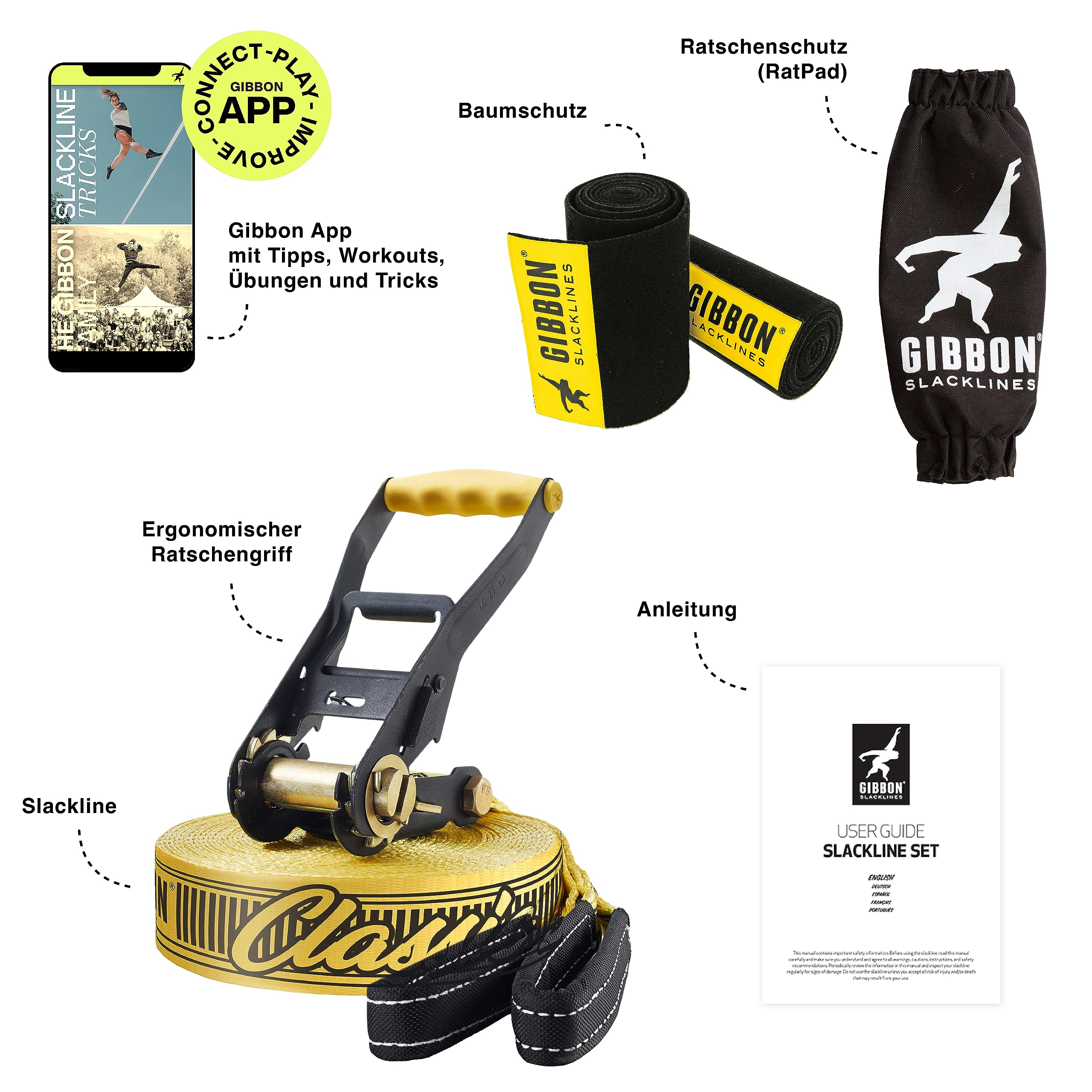 Gibbon Slacklines Classic Line Mit Treewear Slackline