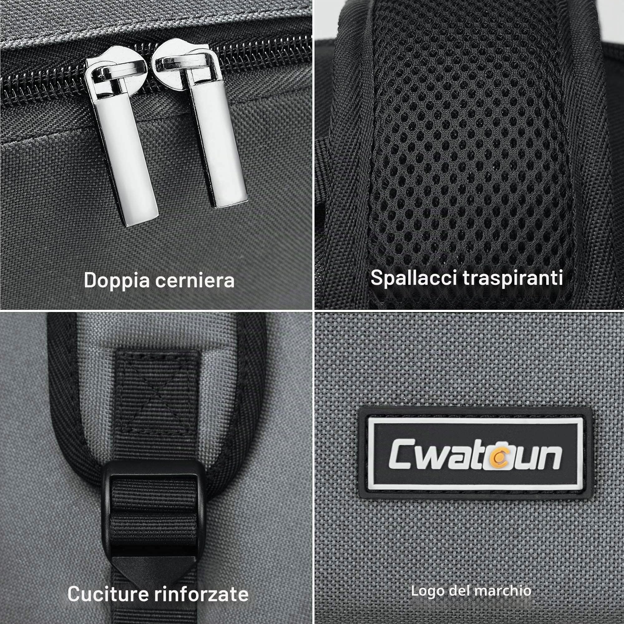 Cwatcun Zaino per Fotocamera Zaino Fotografico Impermeabile Borsa per Fotocamera Professionale per DSLR/SLR Mirrorless, Compatibile con Fotocamera Sony Canon Nikon e Accessori(2.0 Grigio, S)