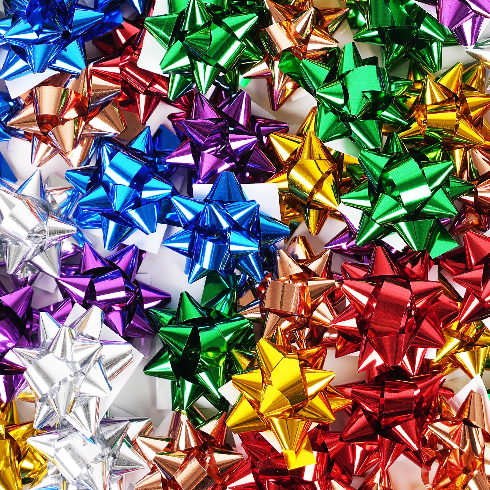 100 Fiocchetti Autoadesivi Per Pacchetti Regalo - 7 Colori Metallizzati, Per Matrimoni E Natale - Foto 7