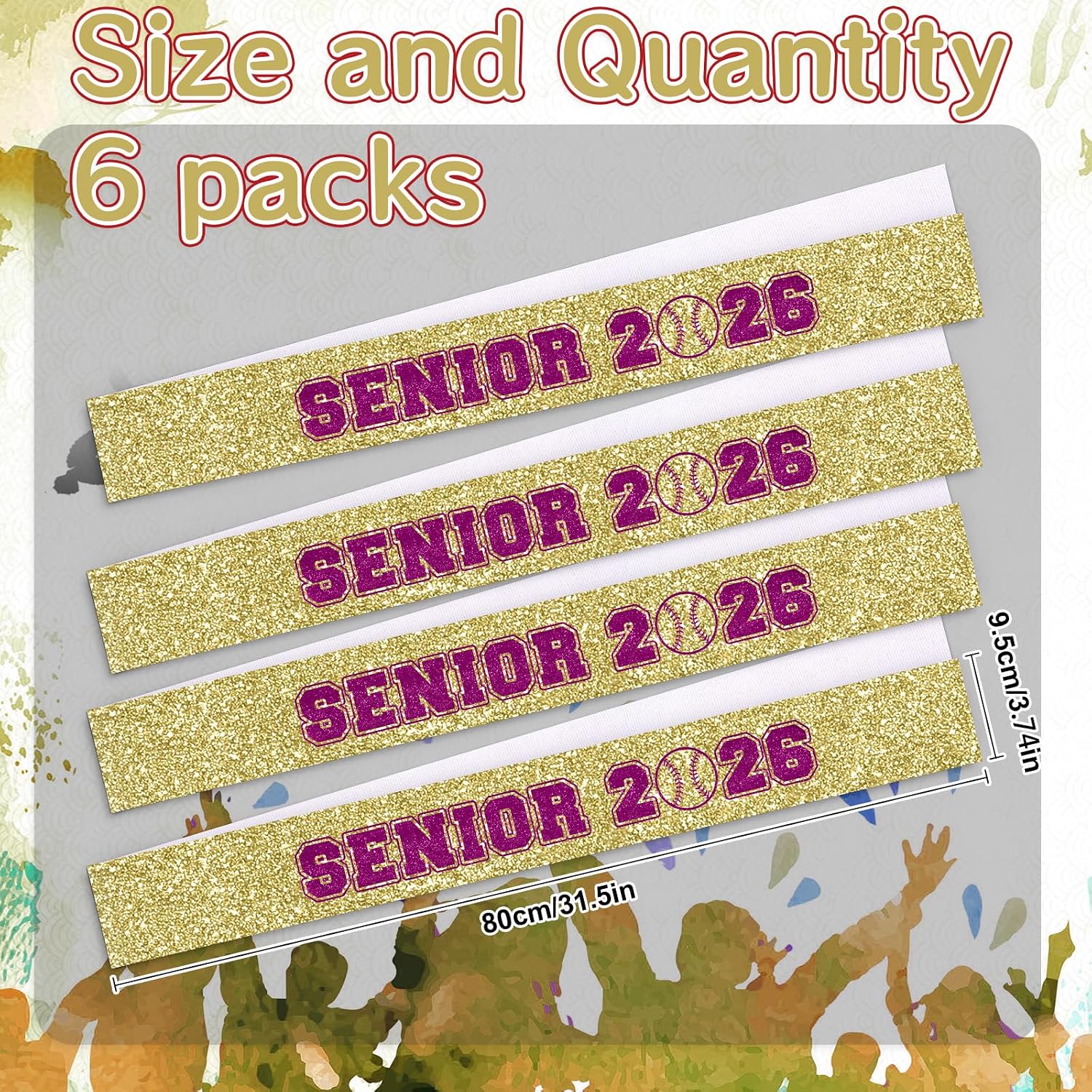 Softball Senior 2026 Sashes, 6 Pack Yellow Graduation Celebration Class of 2026 Sash Softball Theme Letters, Congrats Grad Senior Night Sport Themed Decorations Supplies