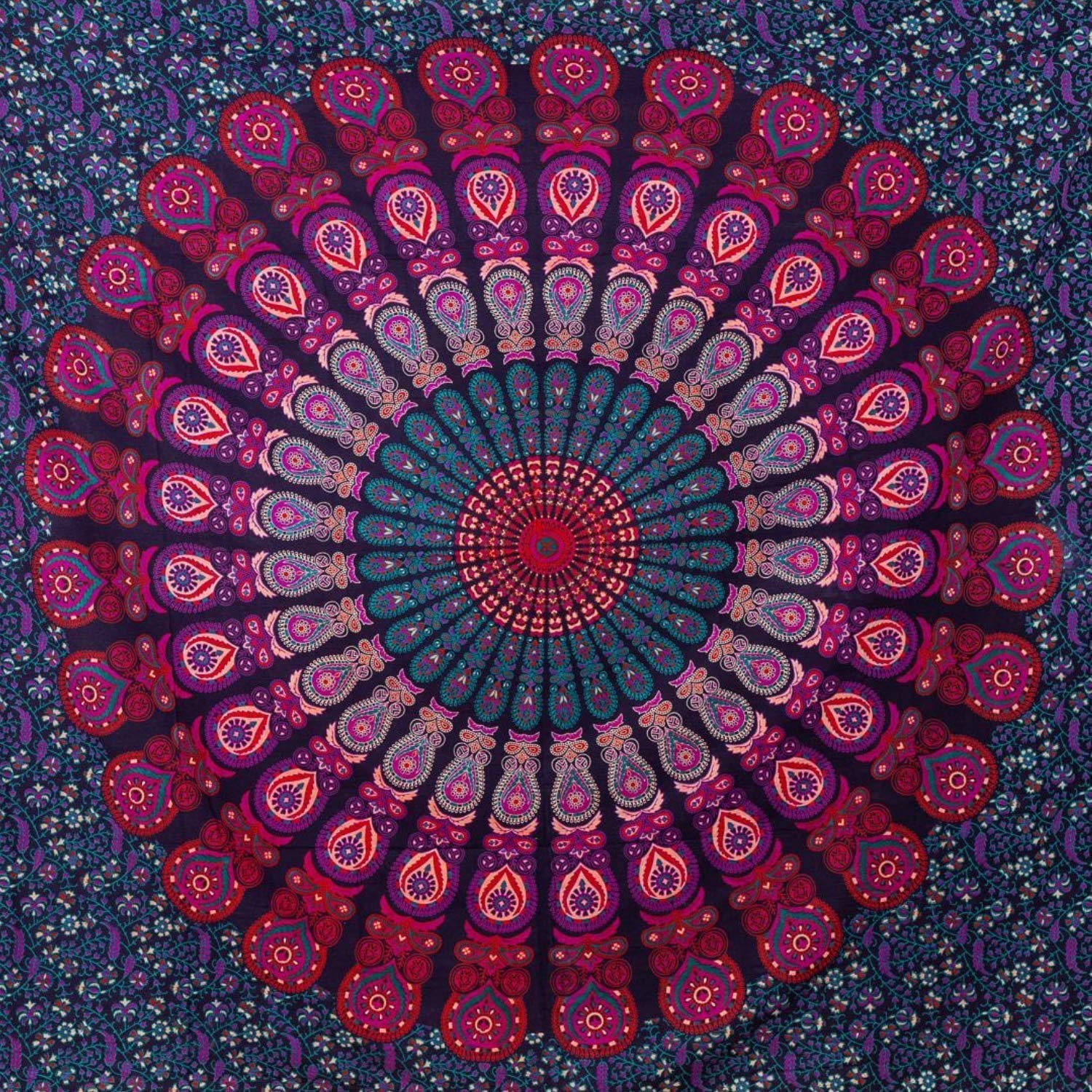 MOMOMUS Mandala gobelin naturalny, 100% bawełna, duży, uniwersalny - dekoracyjne gobeliny ścienne - idealne do dekoracji domu, sypialni lub salonu - ok. 210 x 230 cm