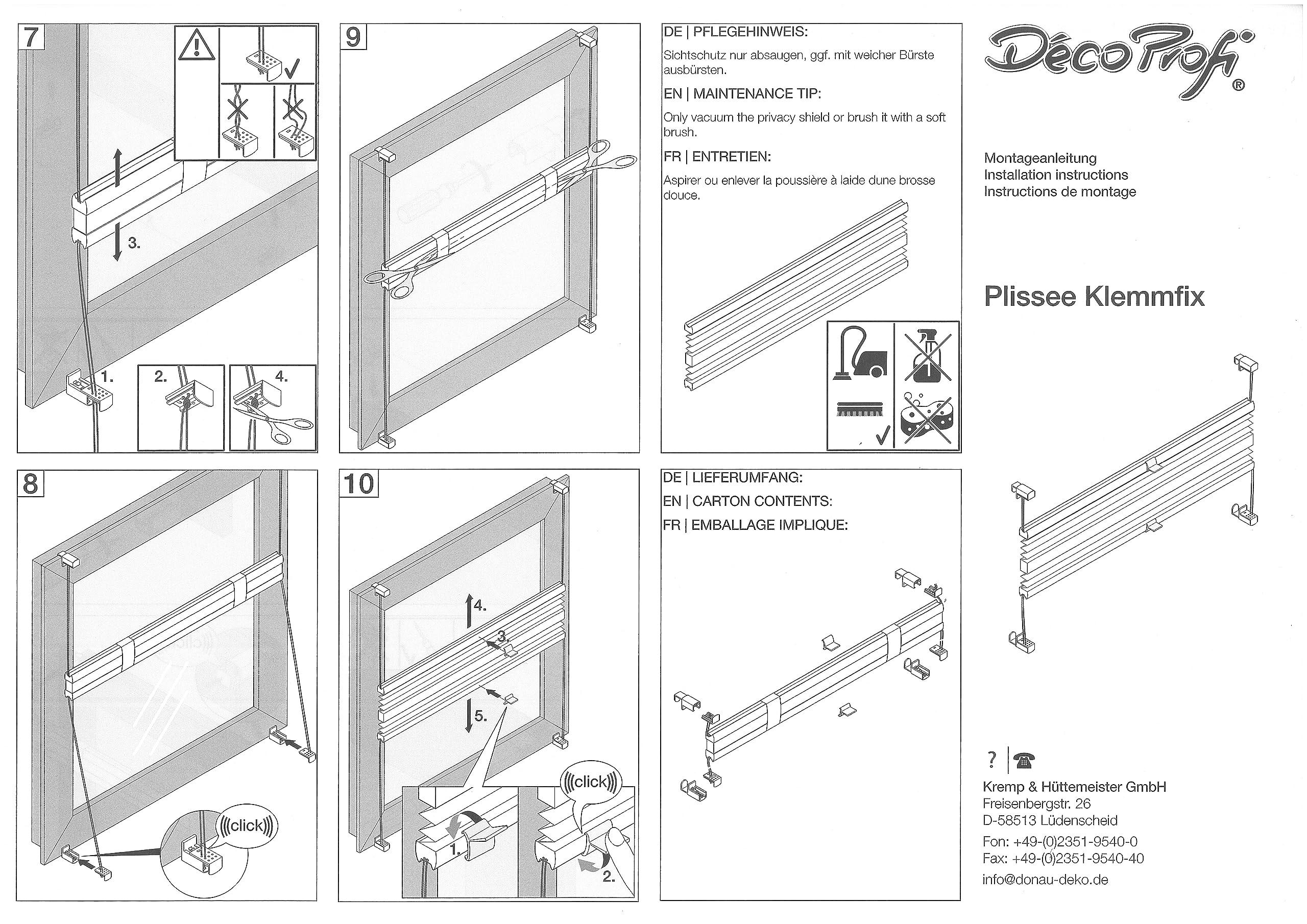 DécoProfi Wabenplissee ohne Bohren verdunkelnd Weiss 100cm x 220cm I Verspannte Plissees nach Maß mit Klemmträger/Klemmfix I Blickdichte Innenrahmen-Plissees zum Klemmen