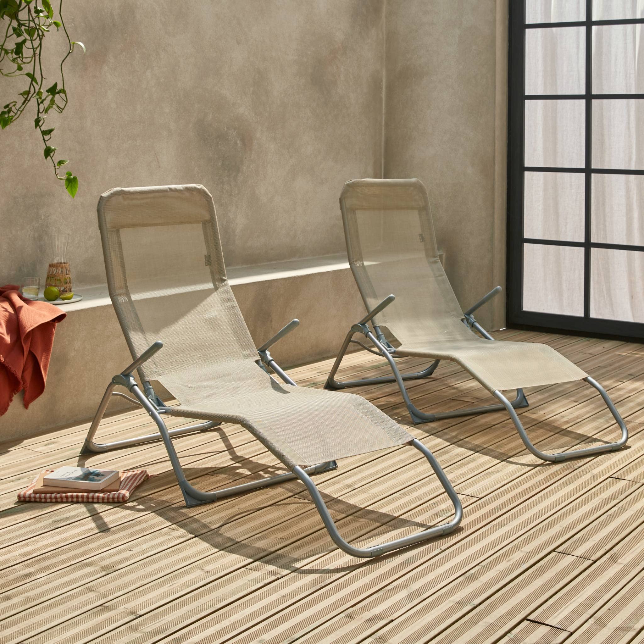 Set 2 sdraio in textilene multiposizione Talpa - 70x165x60 cm