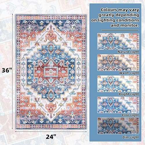 Miniatura 2 de HOMBYS Tapete lavable de 20 x 32 pulgadas para puerta de interior, tapete bohemio antideslizante y duradero, tapete de bienvenida pequeño para