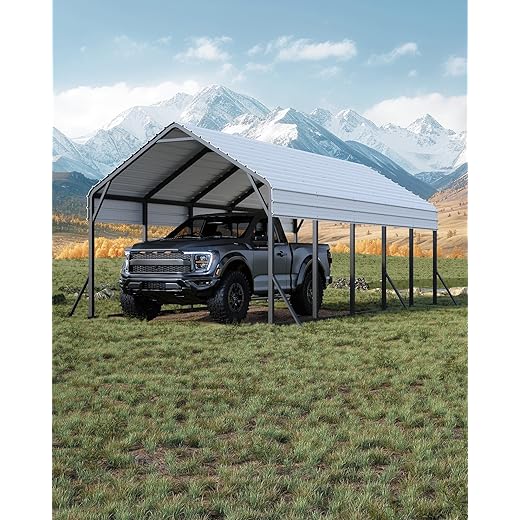 GarveeLife 13 ft x26 ft x11 ft Oversized Metal Carport, Steel Heavy Duty Car Ports for All-Weather, Tall Carport for Full-Size Pickup Trucks, Boats, and Tractors, N.W. 780 LBS