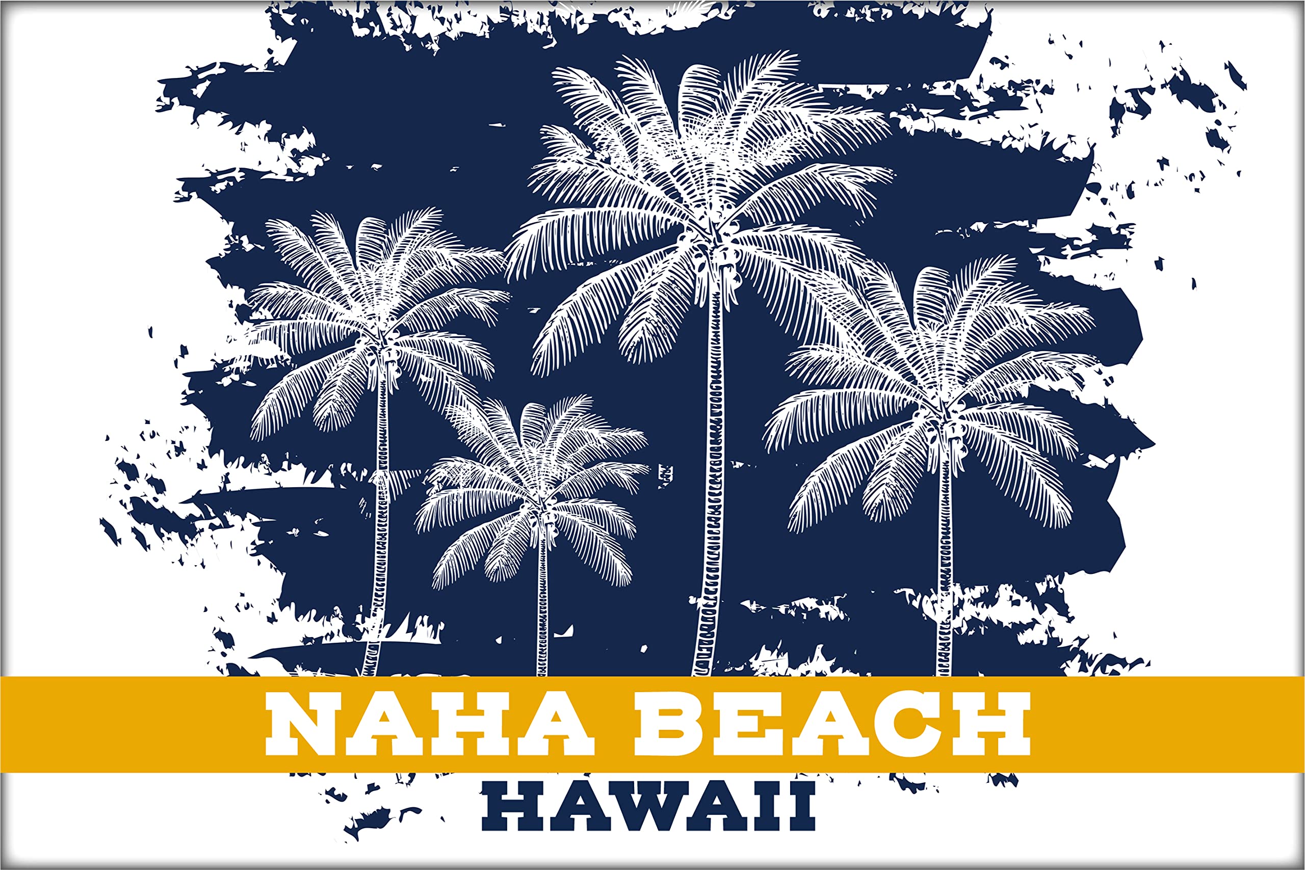 Naha Beach Hawaii Beach Souvenir Fridge Magnet Palm Design Single