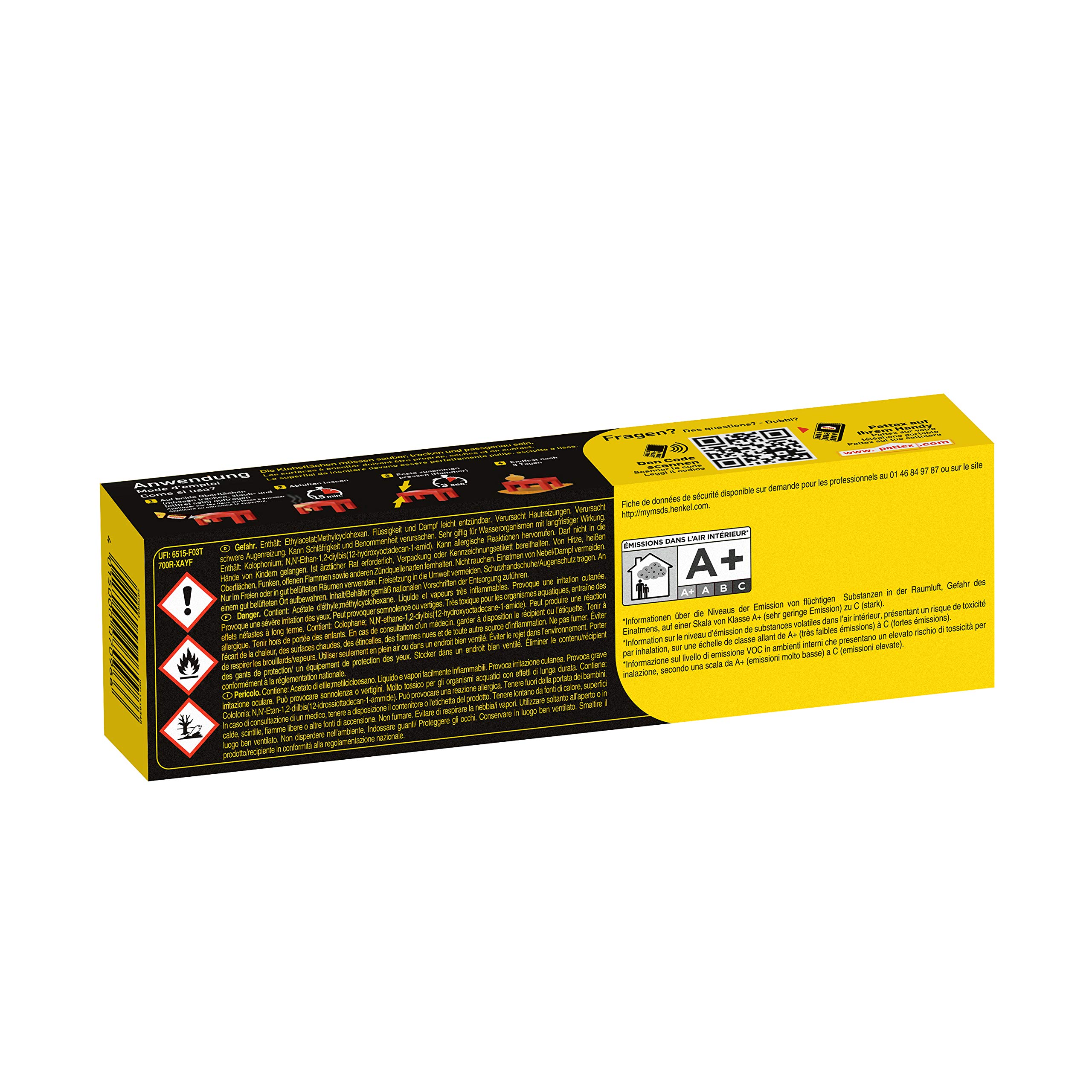 Pattex Kraftkleber Compact, Colle Extra Forte sans Gouttes ni Fils, Colle pour Surfaces Verticales et poreuses, 125 g Colle de Contact sous Forme de Gel