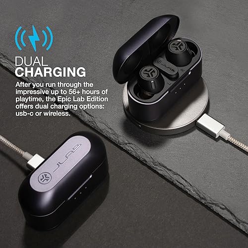Miniatura 7 de JLab Epic Lab Edition - Auriculares inalámbricos verdaderos, controladores duales híbridos, audio espacial, BT multipunto, carga inalámbrica o