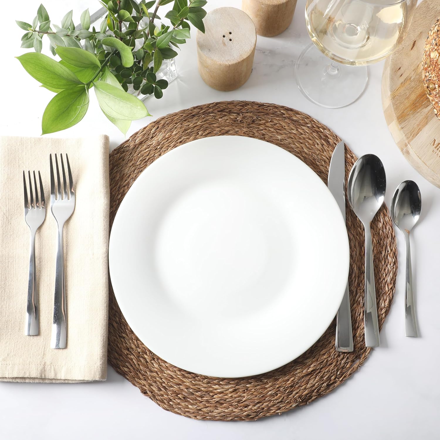 Martha Stewart Chiggi 20-Piece Silver Stainless Steel Flatware Set, Service for 4 – Dinner Forks, Salad Forks, Knives, Dinner Spoons & Teaspoons – Minimalist Silver Mirror Polish, Dishwasher Safe