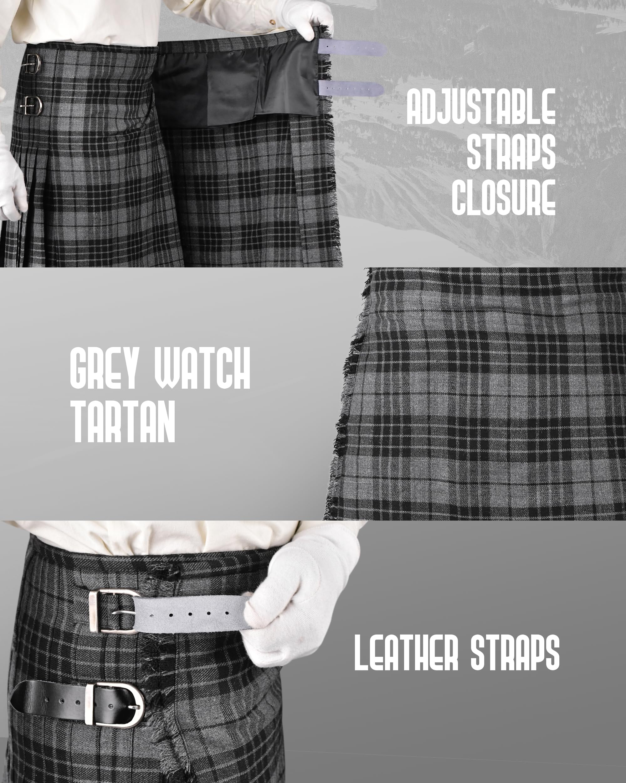 Kilt écossais Traditionnel pour Homme - 4,5 m - 473 g - Kilt en Laine Acrylique de qualité supérieure