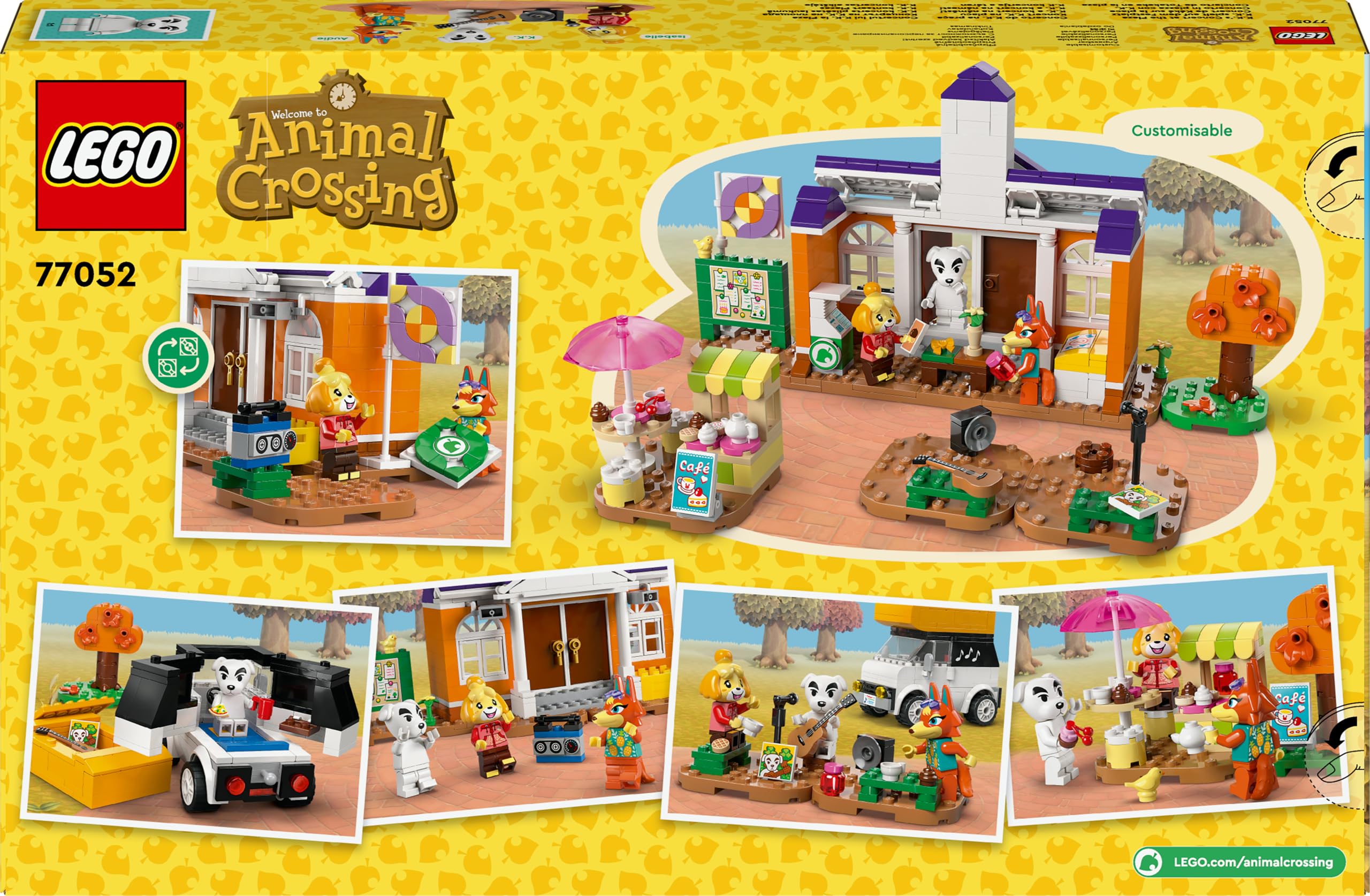 LEGO Animal Crossing Concerto in Piazza con K.K., Casa Giocattolo, Caffè e Veicolo da Costruire Ispirati al Videogioco, Giochi Creativi per Bambine e Bambini da 7 Anni, Idea Regalo di Compleanno 77052