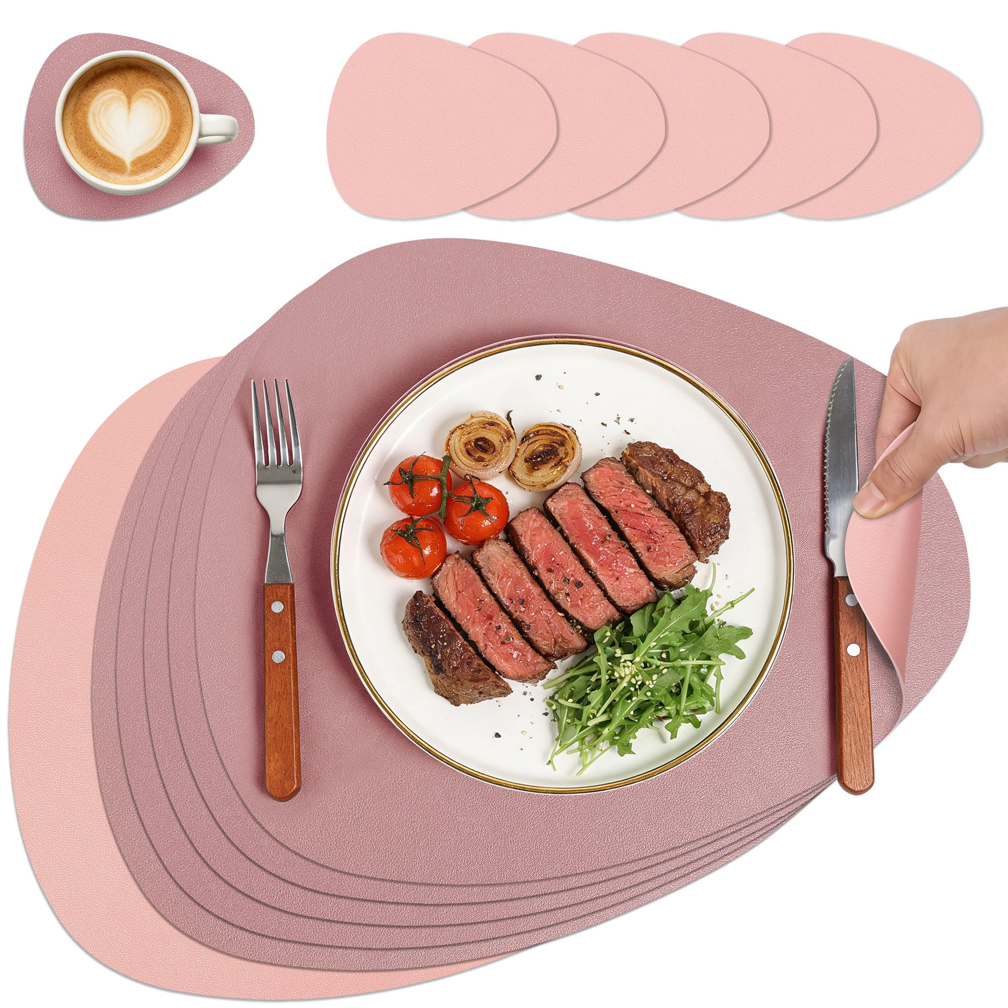 Set de table en cuir synthétique lavable ovale antidérapant