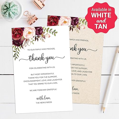 Miniatura 8 de 321Done Tarjetas de fijación de lugar de mesa de agradecimiento (juego de 50) rosas rojas de acuarela XL de 5 x 7 pulgadas con amor, boda, fiesta,