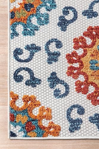 Miniatura 7 de nuLOOM Alfombra de transición Aurora para interiores y exteriores, 5x8, azul