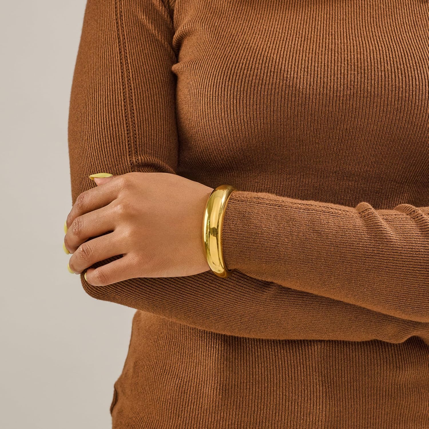 Chunky Gold Bracelet for Women 14K Gold Plated Wide Open Bangle Trendy Boho Statement Bangle Bracelet Fashion Jewelry Gift for Her - Image 3