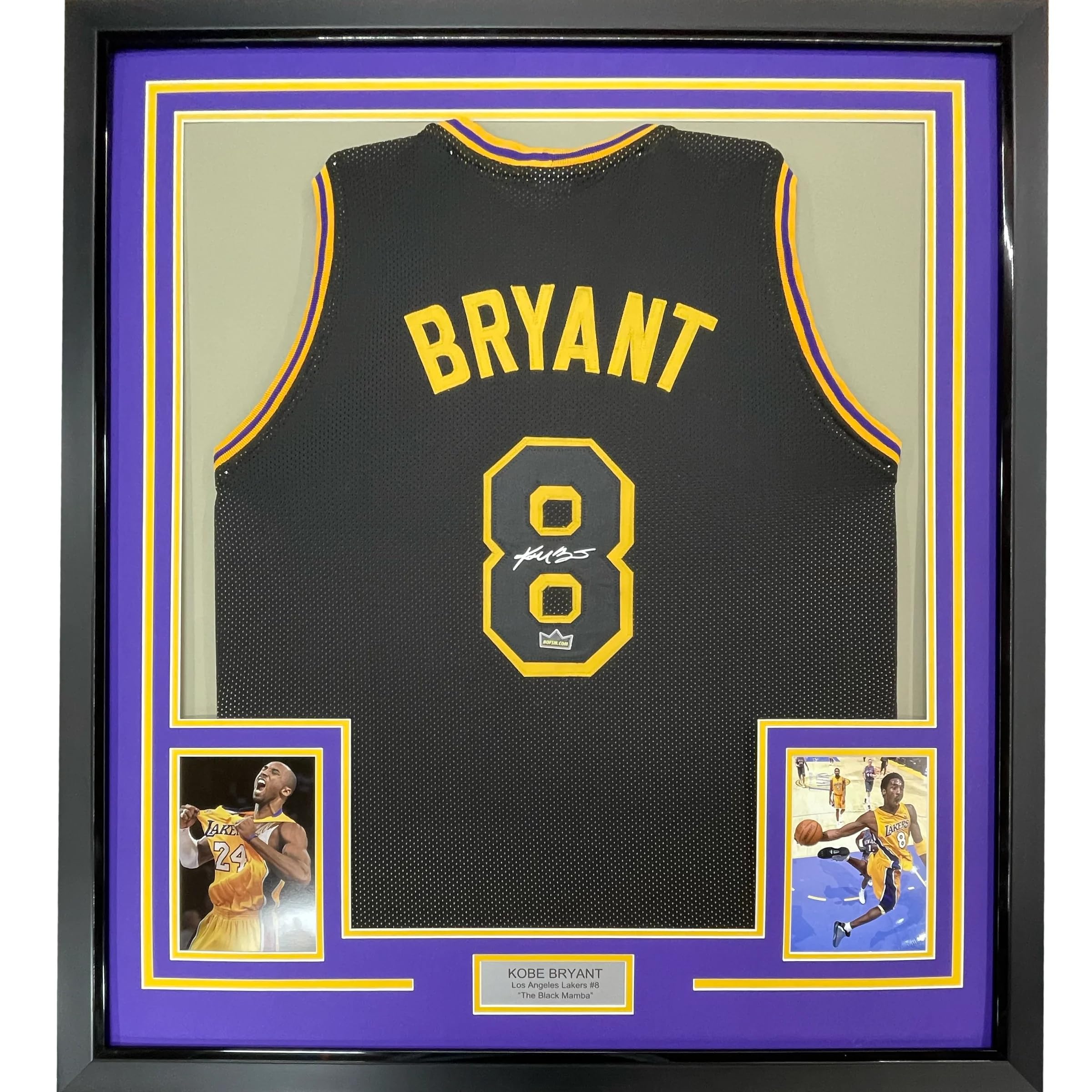 Framed Facsimile Autographed Kobe Bryant 35x39#8 Black Mamba Los