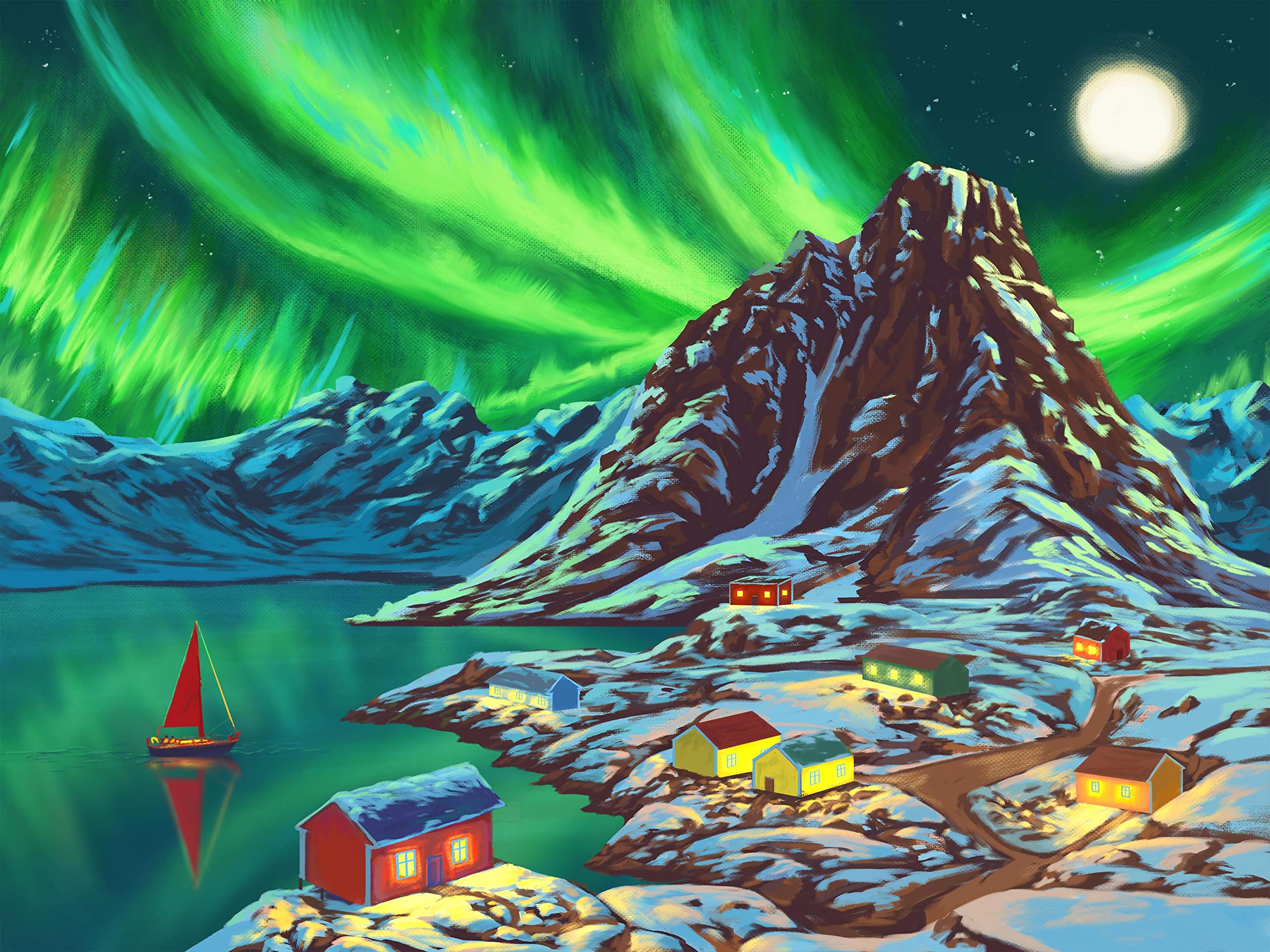 GoodDay Puzzles Large Piece Jigsaw Puzzle – Easy & Colorful, Dementia & Memory Activities for Seniors, Elderly Gifts, 48 Pieces, Aurora Night