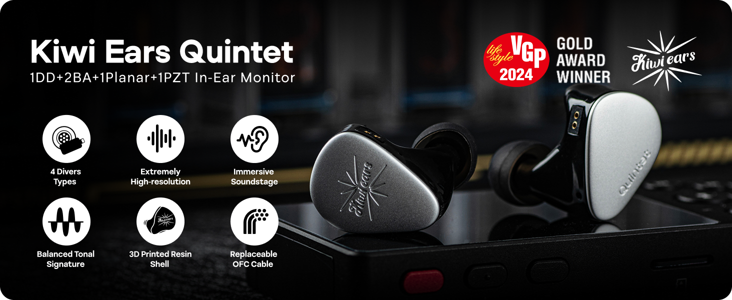 Amazon.com: Linsoul Kiwi Ears Quintet in Ear Monitor, 1DD +