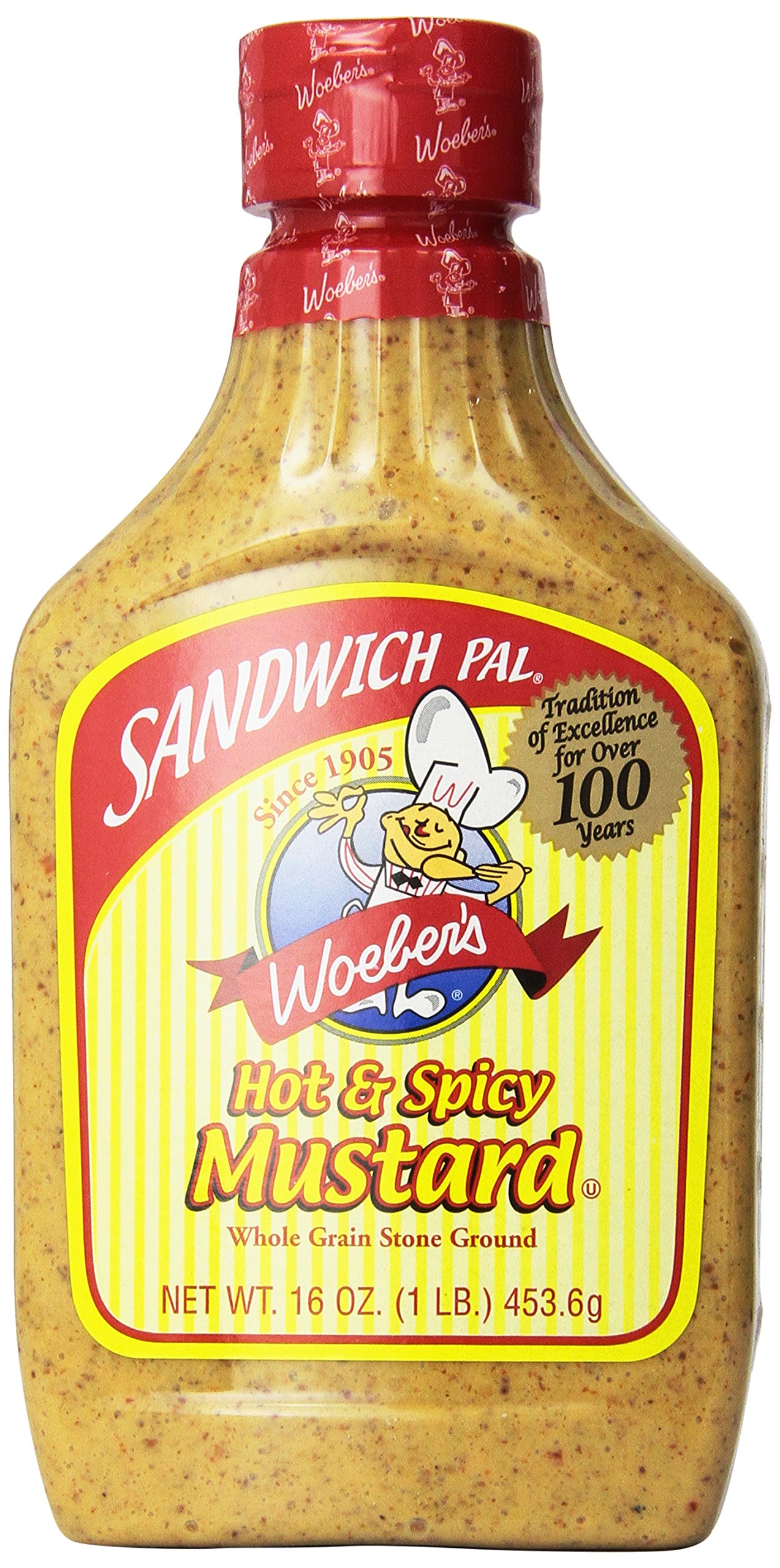 Woeber's Sandwich Pal Hot & Spicy Mustard, Six 16-Ounce Units (96-Ounces)
