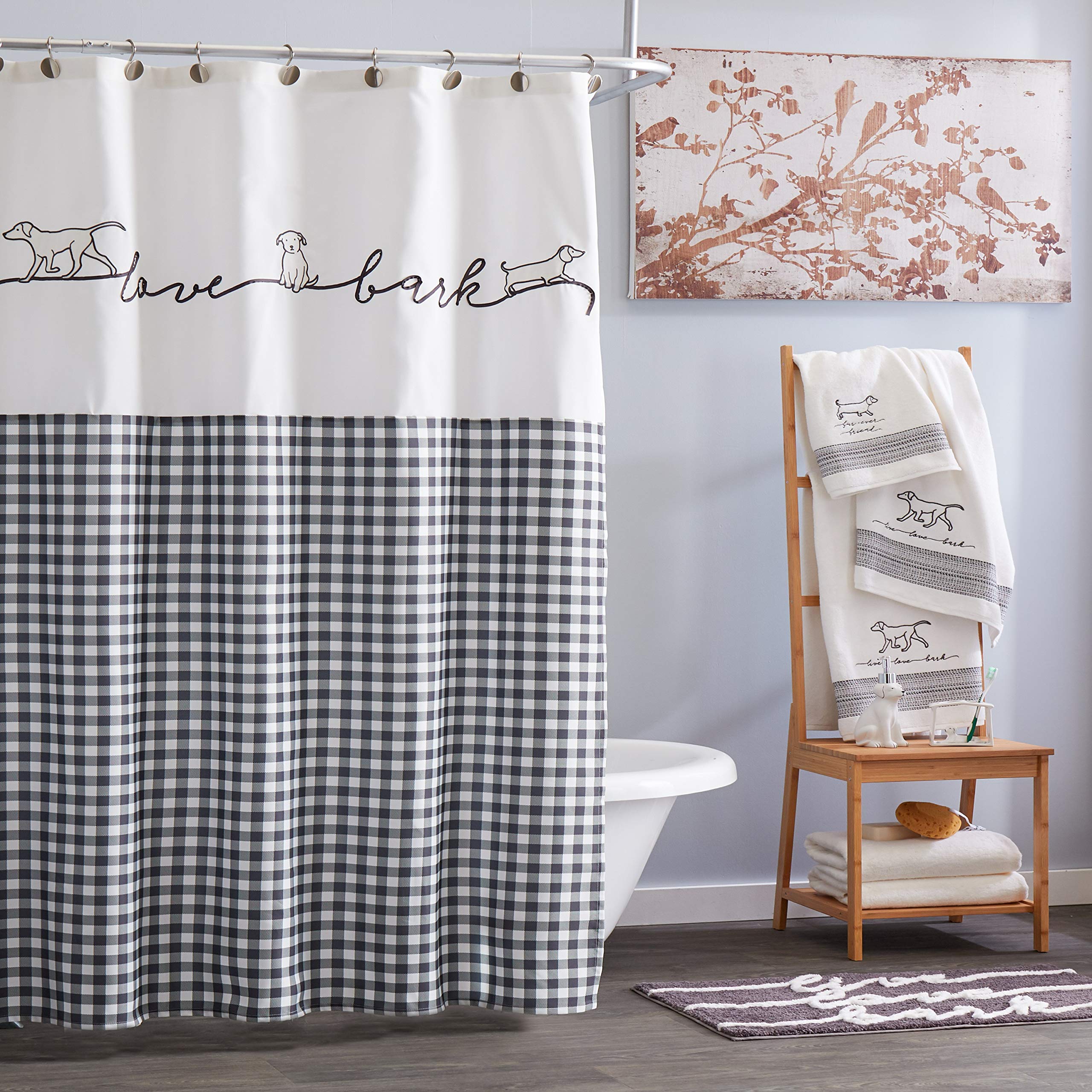 SKL Home by Saturday Knight Ltd. Farmhouse Dogs Shower Curtain, White 72