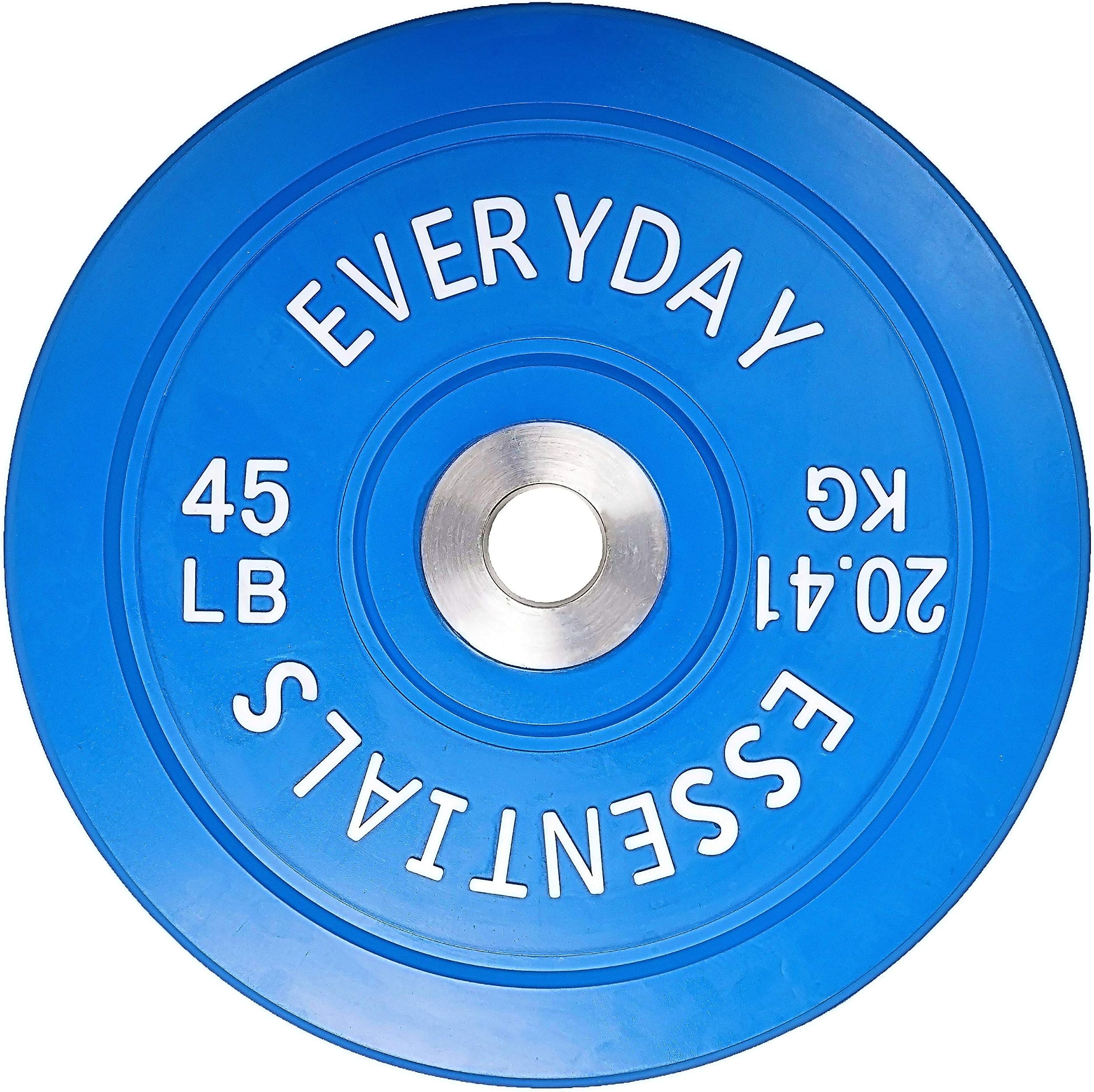 Signature Fitness Color Coded 2-Inch Olympic Bumper Plate Weight Plates with Steel Hub, 70LB Set (2X 10/15LB)