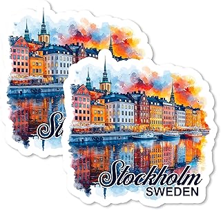 Stockholm Sweden Magnet 4 Inch 2-Pack Venice North – Strong Vinyl Decorative Travel Magnets for Fridge Locker Kitchen Office – Cute Fun Aesthetic Cool Durable & Long-Lasting Souvenir ID44999