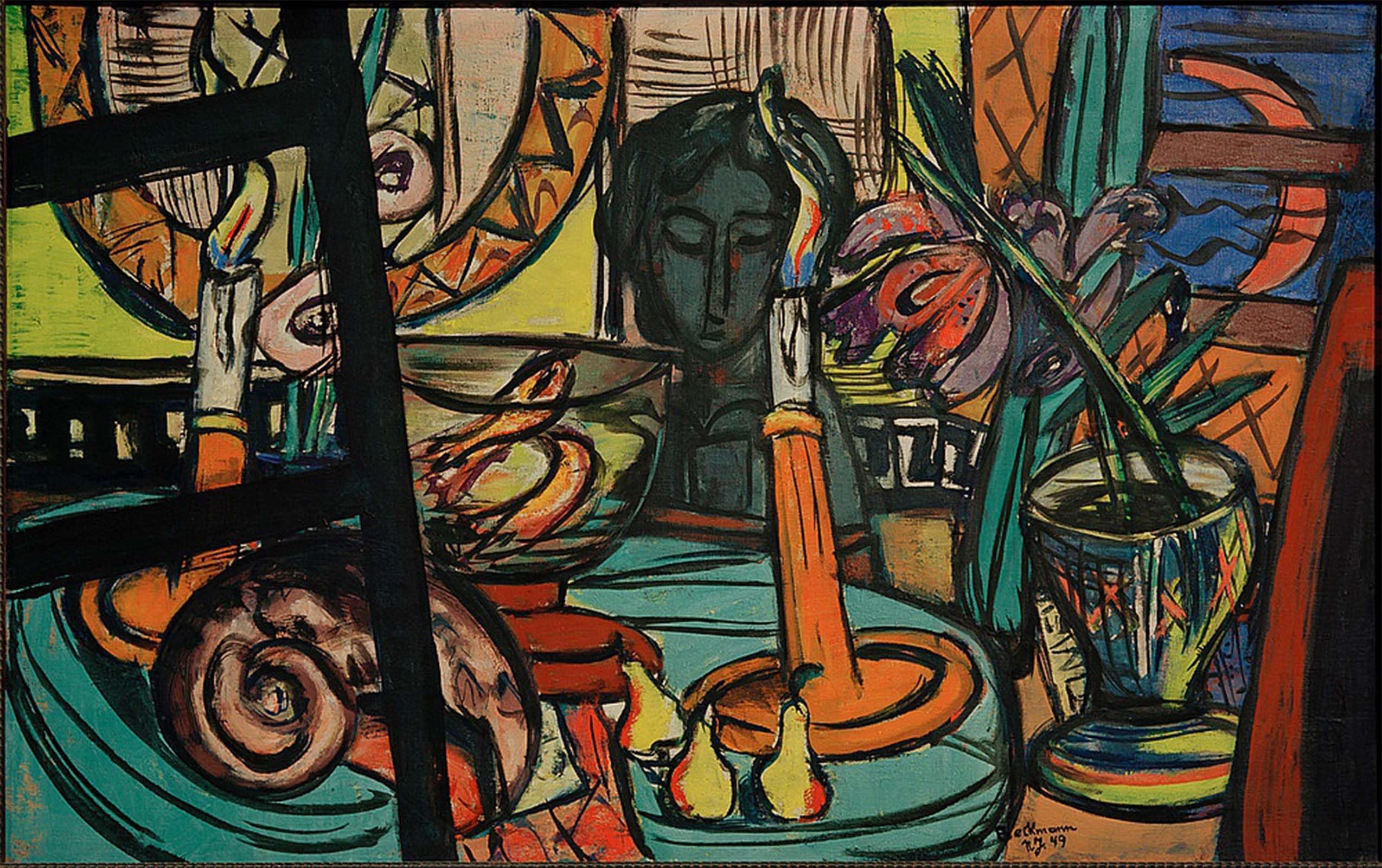 Serendipitp No Frame Retro Picture Poster Wall Art Pictures Painting Still Life With Black Plastic By Max Beckmann Wall Art Canvas Print For Wall Decor 60X90cm