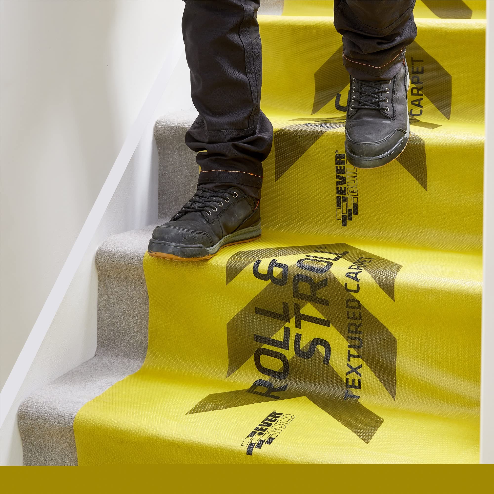 Everbuild Roll and Stroll - Protector de alfombra antideslizante con textura, amarillo, 600 mm x 75 m