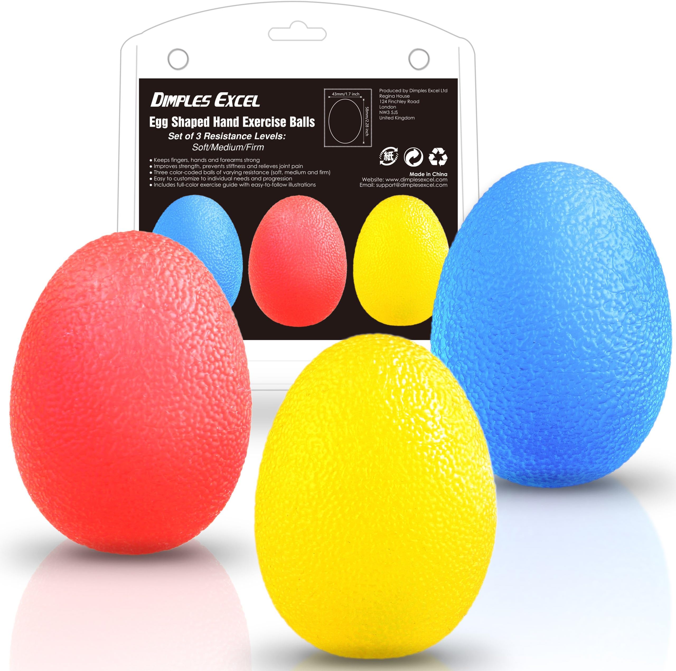 Squeeze Stress Balls for Hand Finger and Grip Strengthening Egg Ball Set Therapy Balls Strengthener Finger Resistance Arthritis Exerciser Exercise Stress Relief Trainer for Adult Children Elderly