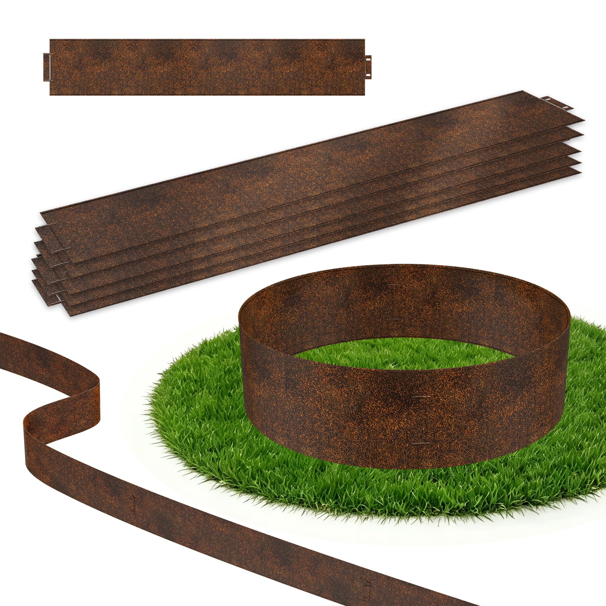 YRHome Metalowe obrzeże trawnika, 50 m x 15 cm, ocynkowane, obrzeże rabatki, krawędź do koszenia, palisada, ograniczenie rabatek, blaszki trawnikowe, grządki, 50 sztuk – długość 100 cm, wysokość 15 cm