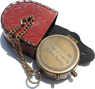 Second Star to The Right J. M. Barrie, Peter Pan Engraved Brass Compass Directional Compass Magnetic Pocket Personalized Gift for Camping, Hiking and Touring
