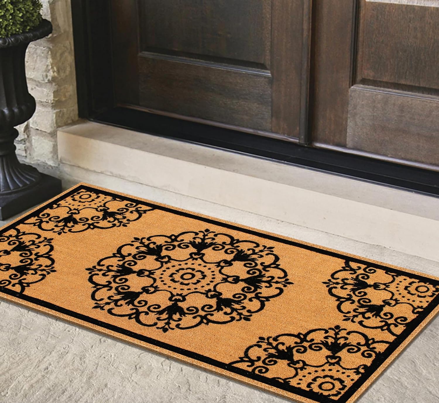 A1HC Natural Coir Flock Door Mat for Front Door, 36x72, Anti-Shed Treated Durable Doormat Entrance, Heavy Duty, Thin Profile, Easy to Clean, Long Lasting, Front Door Entry Doormat