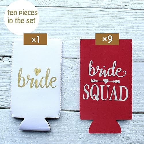 Miniatura 2 de PartyGifts&Beyond Paquete de 10 decoraciones para despedida de soltera, delgadas, para regalos de dama de honor, para novias, escuadrón (rojo vino)