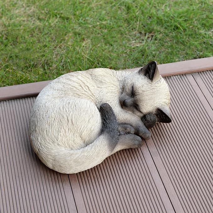 Estatua de gato siamés durmiente HI-LINE miniatura 8