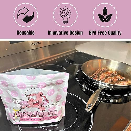Miniatura 3 de Piggy Pouch - Bolsa de almacenamiento para grasa de tocino, reutilizable, diseño hermético, sin olor, 12 onzas, paquete de 6